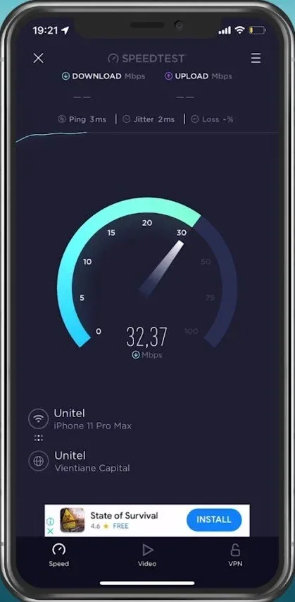 Test internet up- & download speed