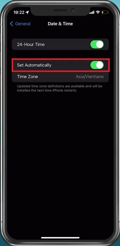 iPhone Settings > General > Date & Time
