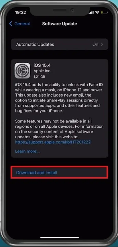 iPhone Settings > General > Software Update