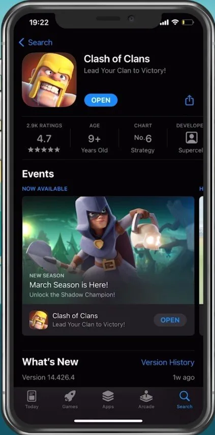 App Store > Clash of Clans