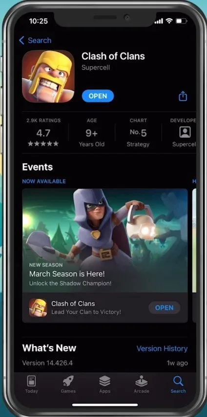 App Store > Clash of Clans