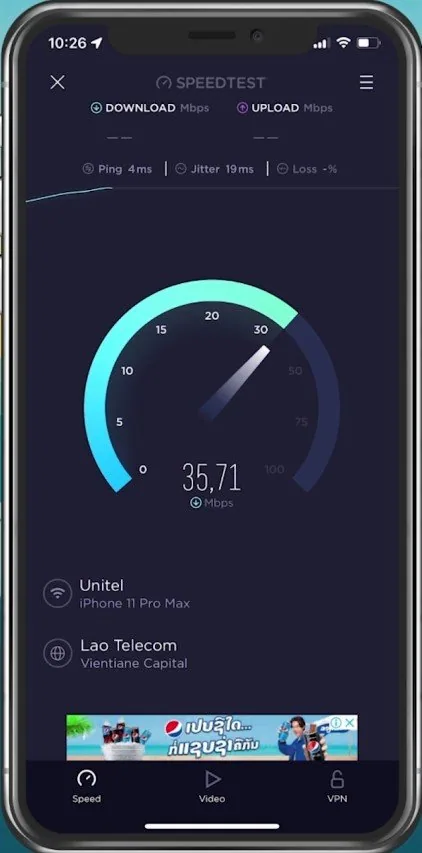 Test your average up- & download speed
