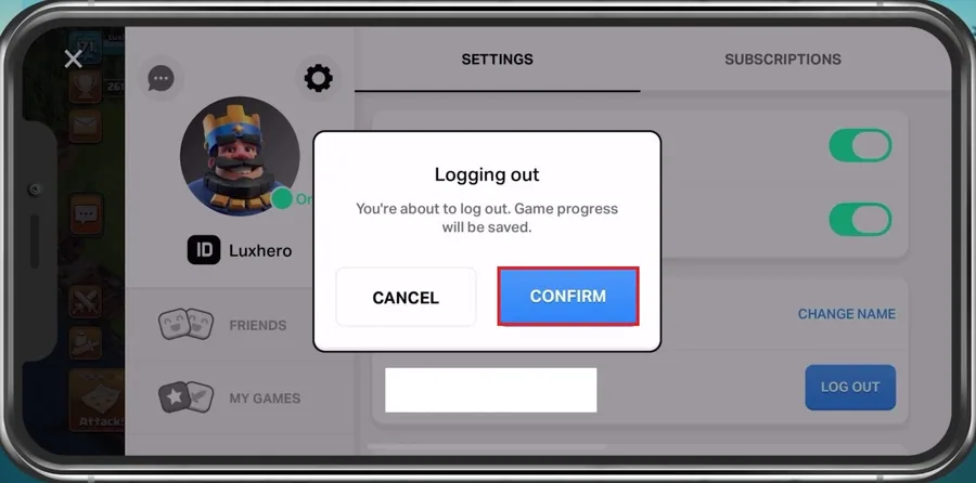Confirm Logging out
