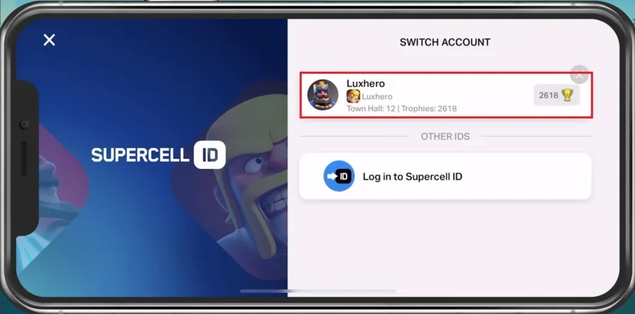 Supercell ID > Switch Account