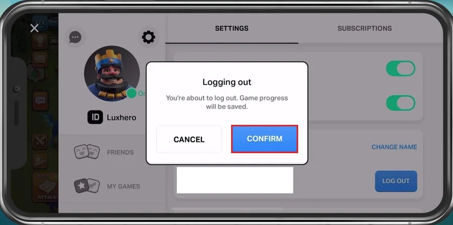 Select Log Out