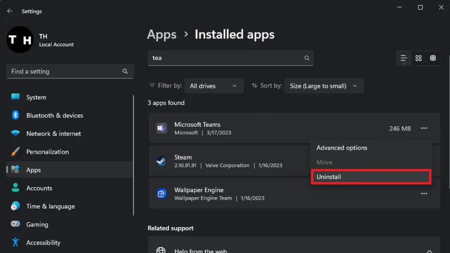 uninstall problematic app