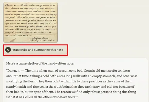transcribe handwritten note