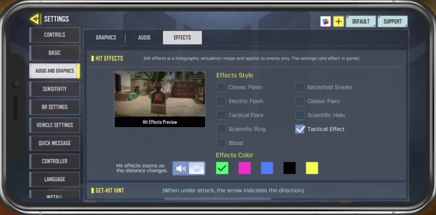 Effects Settings