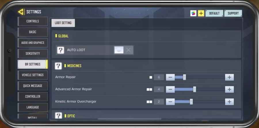 COD Mobile > BR Settings