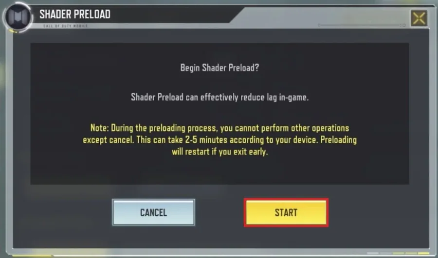 Begin the COD Mobile shader preload to reduce lag