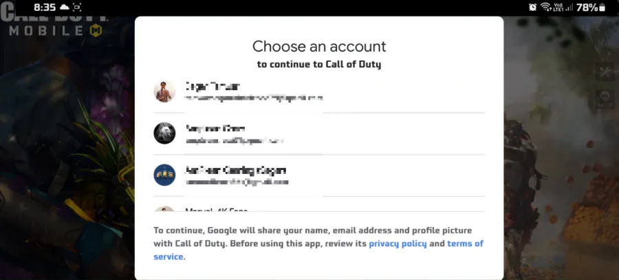 choose your account to sign in