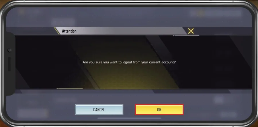 Are you sure you want to logout from your current account > OK