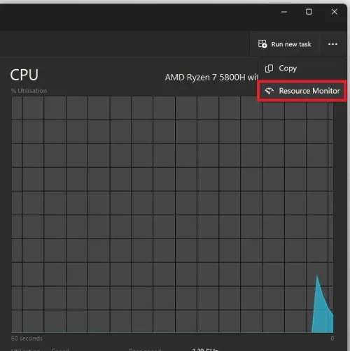 Task Manager > Performance > Resource Monitor