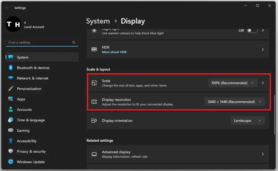 Windows Settings > System > Display > Scale & Layout
