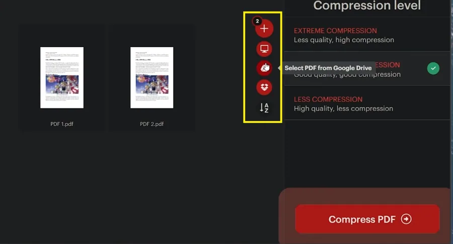 select pdf file