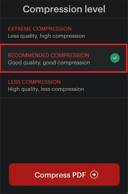 choose compression level