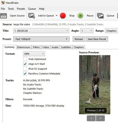 Start Video Encode in HandBrake