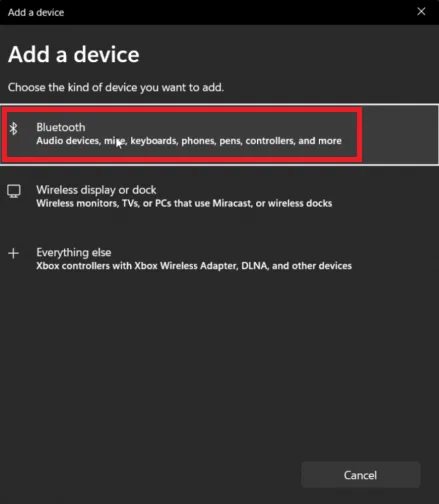 add bluetooth device