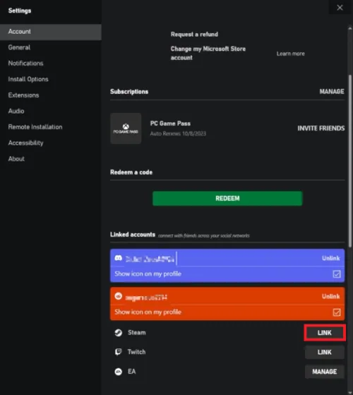 link steam account
