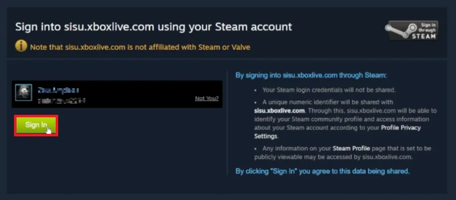sign in to connect steam