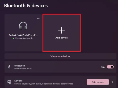 add bluetooth device