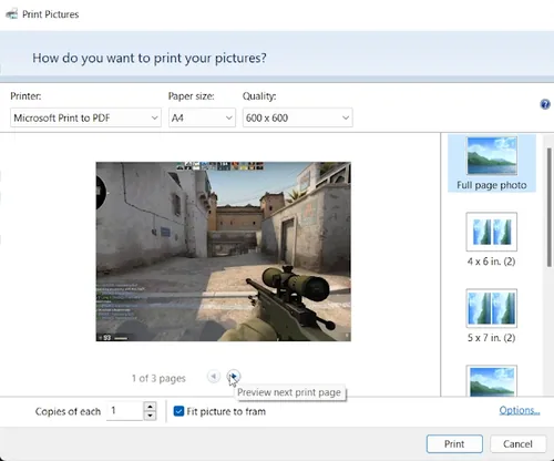 select image layout in pdf