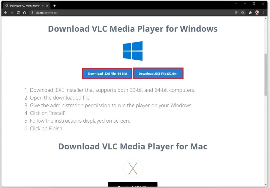 Download and install VLC Media Player on your PC