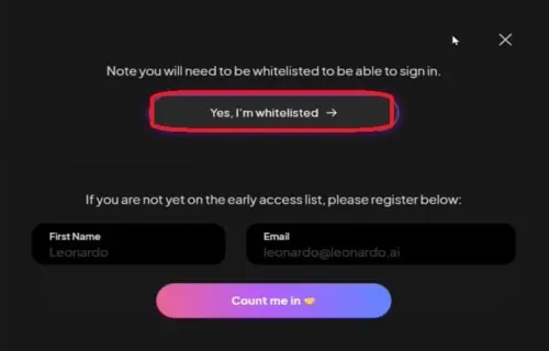 yes im whitelisted leonardo ai