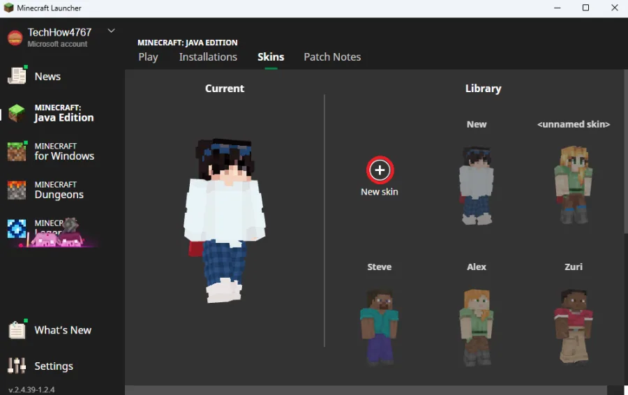 minecraft java edition skins