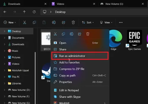 run file as admin