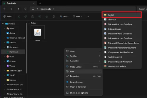 create new folder