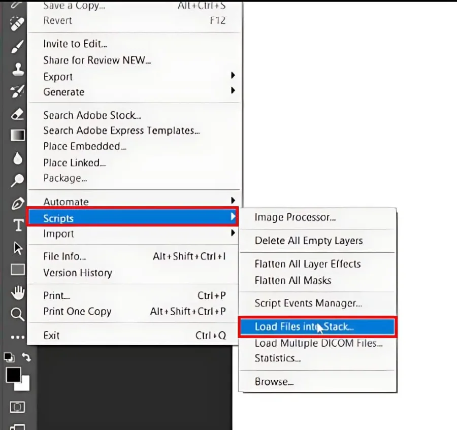 load files into stack