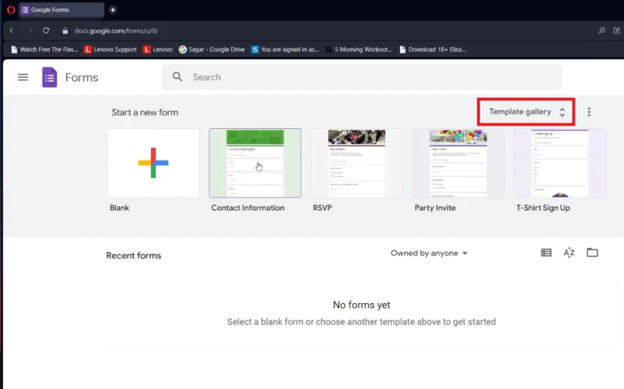 select form template