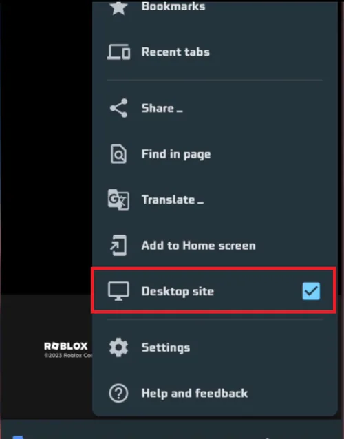 access desktop site