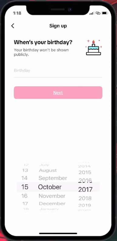 enter birthday information