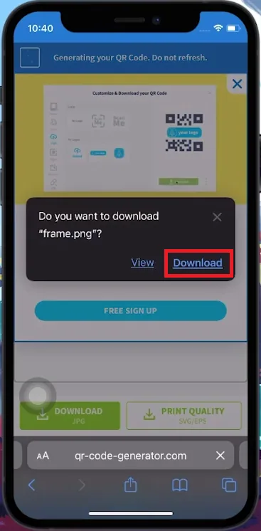 download qr code to iphone