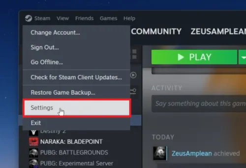 steam settings