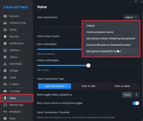 steam voice settings