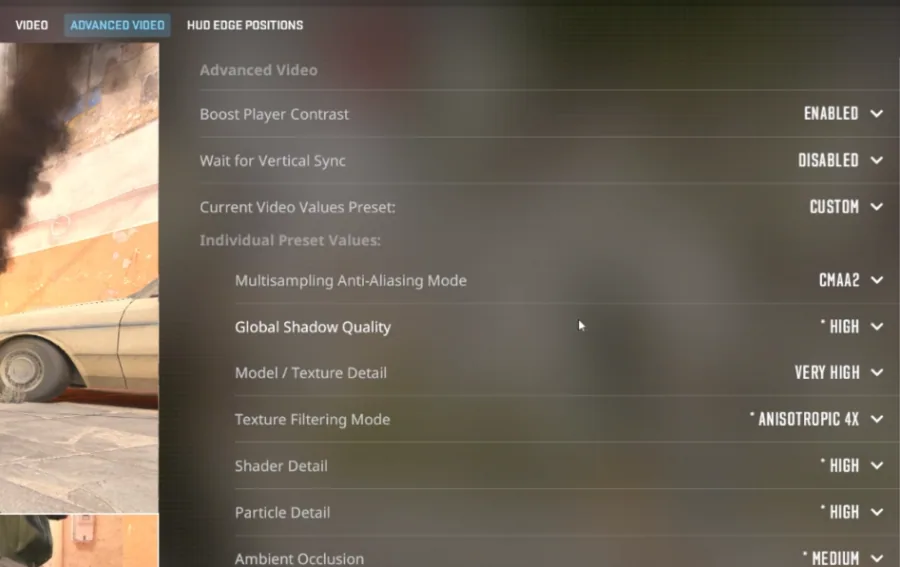 advanced video settings