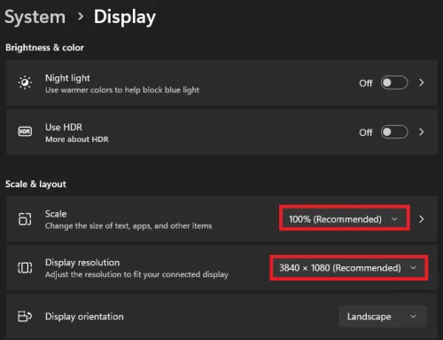 windows display settings