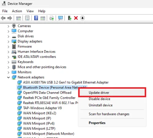 update network adapter driver