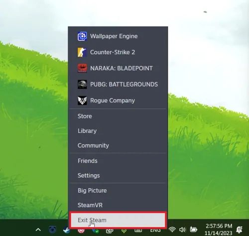 exit steam client