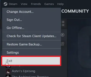 exit steam client