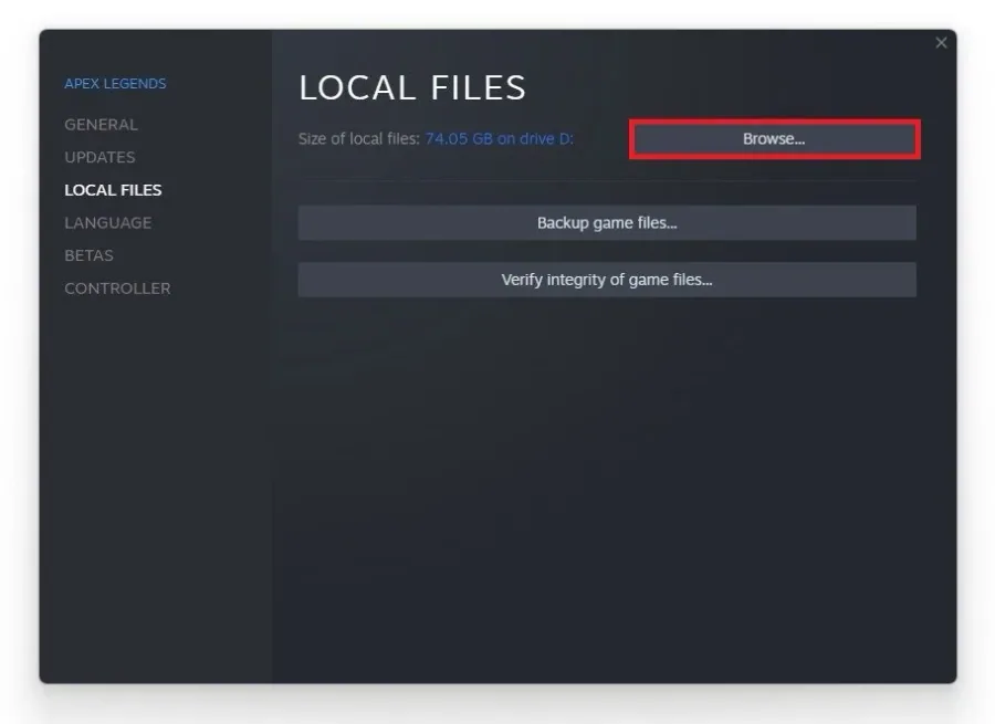 CSGO Properties > Local Files > Browse