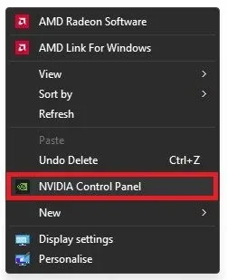 NVIDIA Control Panel Options
