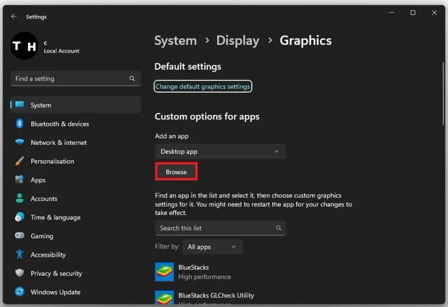 System Settings > Display > Graphics