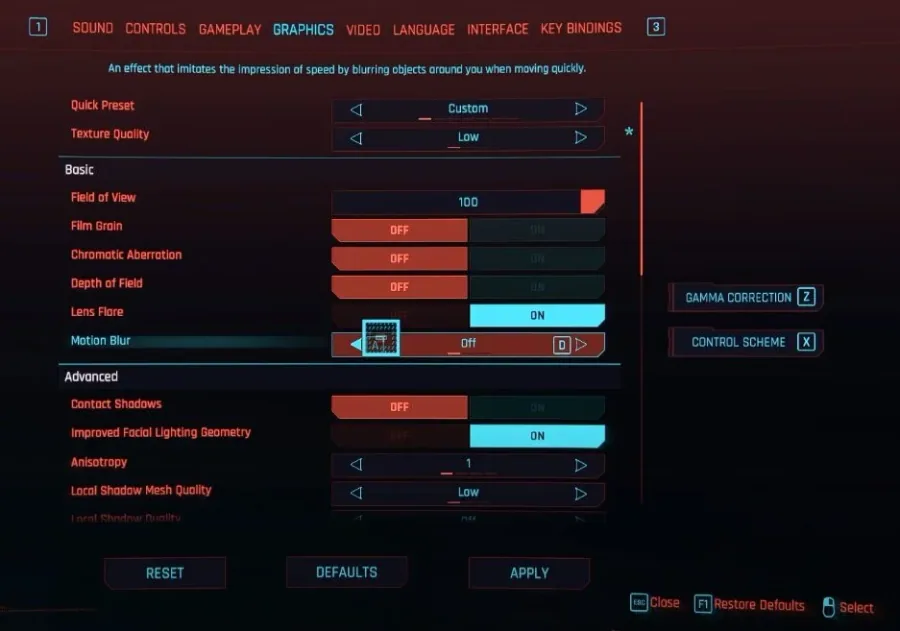 Cyberpunk 2077 graphics settings