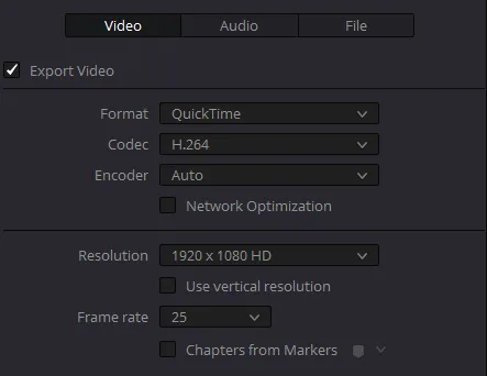 Format / Codec / Encoder Settings