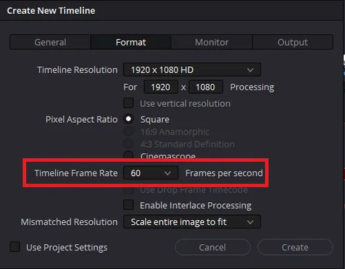 CTRL + N > Format > Timeline Frame Rate