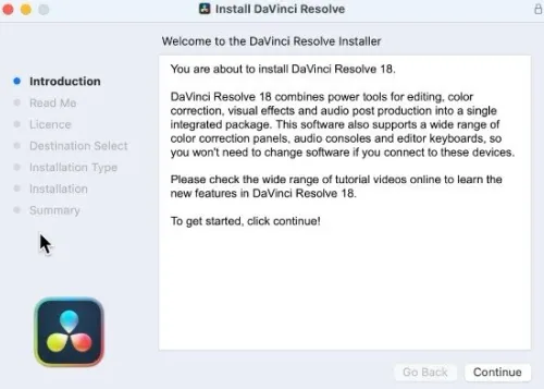 Follow DaVici Resolve Install Wizard